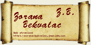 Zorana Bekvalac vizit kartica